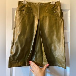 Kita Jay honey mastard genuine leather midi A-line skirt 30” in waste.